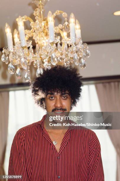 Phil Lynott of Irish rock band Thin Lizzy, photo shoot at a hotel in Tokyo, Japan, 23rd May 1983.
