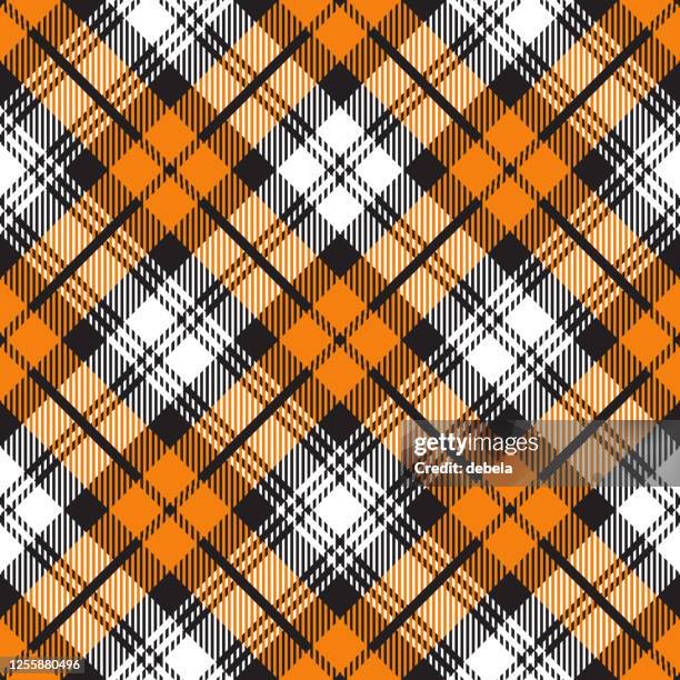 halloween argyle tartan plaid scottish textile pattern - plaid stock illustrations