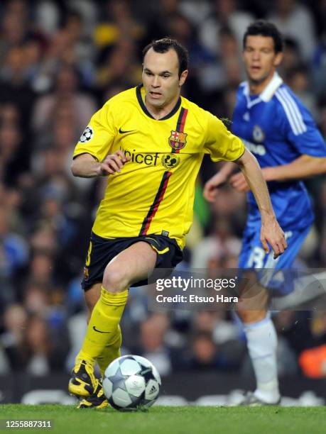 Andres Iniesta of Barcelona in action during the UEFA Champions League semi final second leg match between Chelsea and Barcelona at Stamford Bridge...