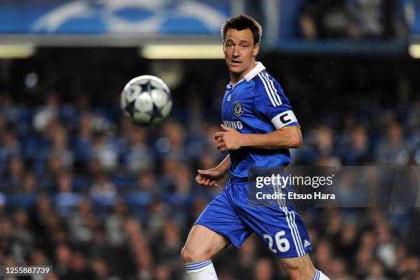 John Terry of Chelsea in action during the UEFA Champions League semi final second leg match between Chelsea and Barcelona at Stamford Bridge on May...