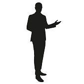 Businessman presentation. Vector silhouette