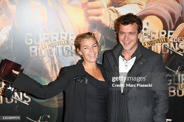 Actress Alexandra Gonin and Raphael Bacquet attend the 'La nouvelle guerre des boutons' premiere at Cinema Gaumont Opera on September 18, 2011 in...