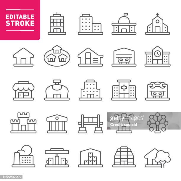 buildings icons - fort stock illustrations