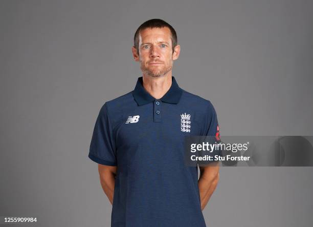 Chris Read poses for a portrait during the England Test Squad Photo call at Ageas Bowl on July 05, 2020 in Southampton, England.
