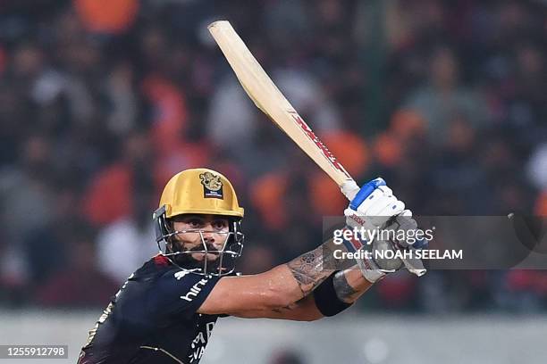 Royal Challengers Bangalore's Virat Kohli plays a shot during the Indian Premier League Twenty20 cricket match between Sunrisers Hyderabad and Royal...