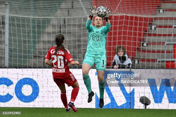 Standard Femina's goalkeeper Hillary Damman pictured in action during the match between Standard Femina de Liege and KRC Genk Ladies, the final of...