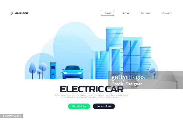 electric car concept vector illustration for landing page template, website banner, advertisement and marketing material, online advertising, business presentation etc. - emerald city stock illustrations