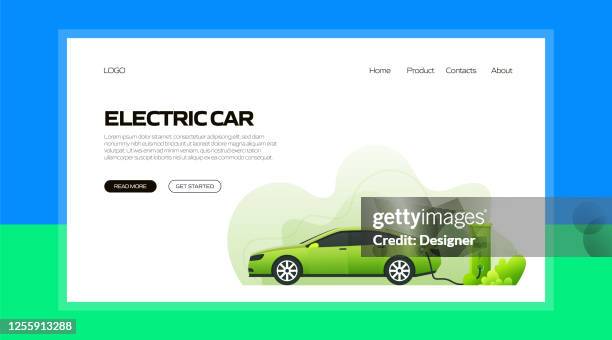 electric car concept vector illustration for landing page template, website banner, advertisement and marketing material, online advertising, business presentation etc. - emerald gem background stock illustrations