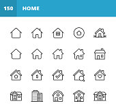Home Line Icons. Editable Stroke. Pixel Perfect. For Mobile and Web. Contains such icons as Home, House, Real Estate, Family, Real Estate Agent, Investment, Residential Building, City, Apartment.