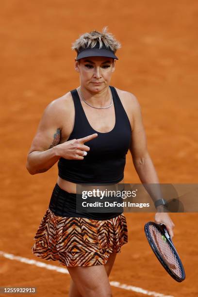 Bethanie Mattek-Sands of USA gestures during the match between Hunter - Mertens vs Bouzkova - Mattek Sands of the Internazionali BNL D'Italia 2023 -...