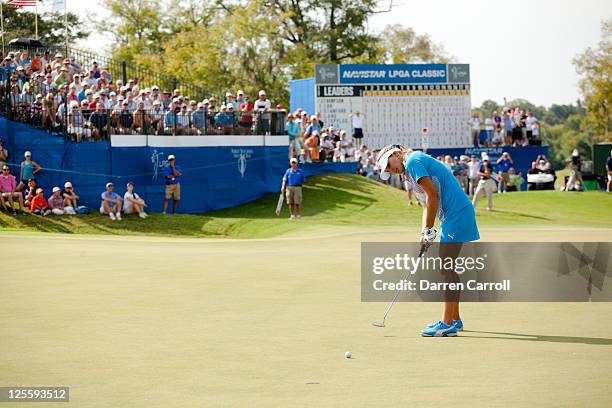 Lexi Thompson putts at the 18th hole during the final round of the Navistar LPGA Classic at the Robert Trent Jones Golf Trail's Senator Course at...