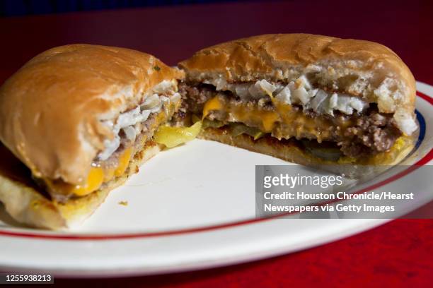 The "Juicy Lucy" cheddar burger at James Coney Island Tuesday, June 7 in Houston.