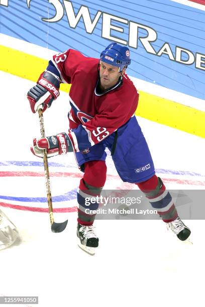 Stephane Robidas of the Montreal Canadiens makes a pass during a NHL hockey game against the Washington Capitals at MCI Center on October 19, 2001 in...