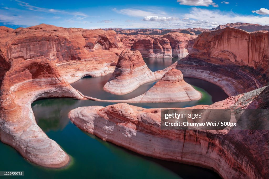 Scenic landscape with Grand Staircase-Escalante National Monument and Powell lake in Glen canyon national recreation area, Utah, Arizona, USA
