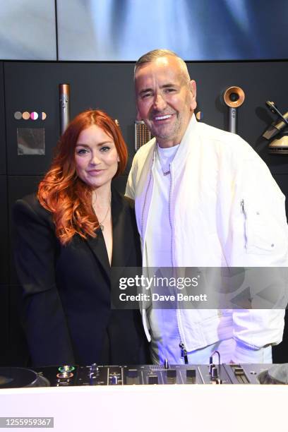 Arielle Free and DJ Fat Tony attend the launch of Dyson's new Zone Headphones with high-fidelity audio and air purification at Dyson Oxford Street on...