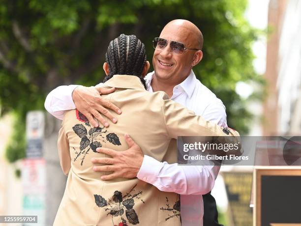 Ludacris, Vin Diesel at the star ceremony where Ludacris is honored with a star on the Hollywood Walk of Fame on May 18, 2023 in Los Angeles,...