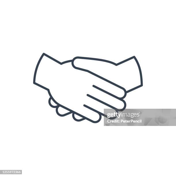 handshake - icon. direct contact. coronavirus vector illustration - access icon vector stroke stock illustrations