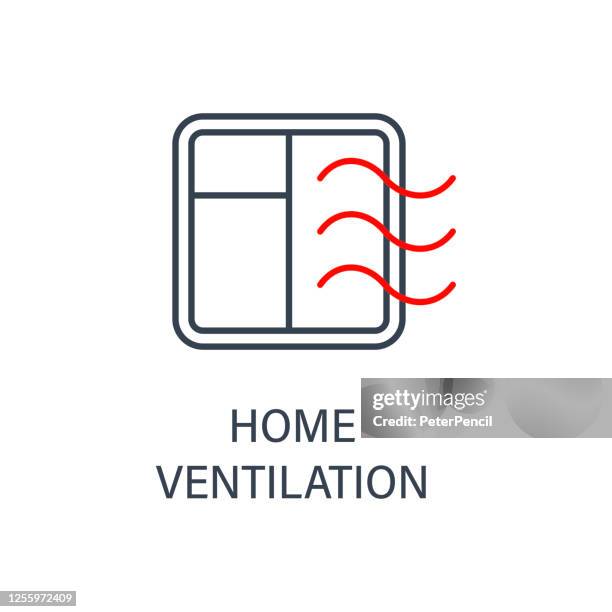 window ventilation - icon. coronavirus vector illustration - air conditioner window unit stock illustrations