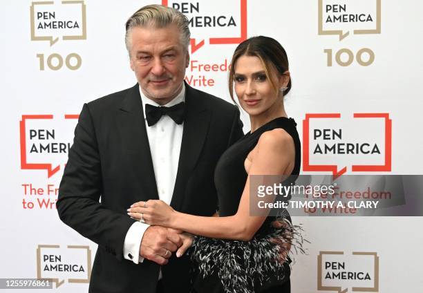 Actor Alec Baldwin and his wife Hilaria Baldwin arrive for the PEN America Literary Gala at the American Museum of Natural History in New York City...