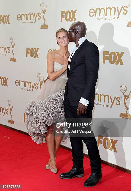 Model/TV host Heidi Klum and singer Seal arrive to the 63rd Primetime Emmy Awards at the Nokia Theatre L.A. Live on September 18, 2011 in Los...