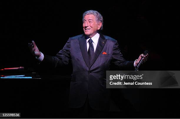 Tony Bennett performs during Tony Bennett's 85th Birthday Gala Benefit for Exploring the Arts at The Metropolitan Opera House on September 18, 2011...