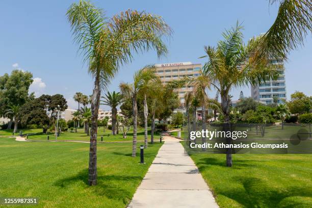 View of a closed hotel after not having guests during the reopening of hotels on 13 July 2020 in Limassol, Cyprus. Cyprus will reopen its borders to...