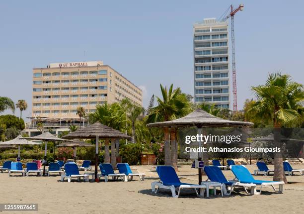 View of a closed hotel after not having guests during the reopening of hotels on 13 July 2020 in Limassol, Cyprus. Cyprus will reopen its borders to...