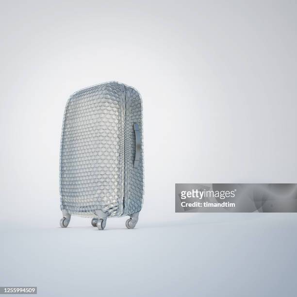 Suitcase wrapped with bubble wrap