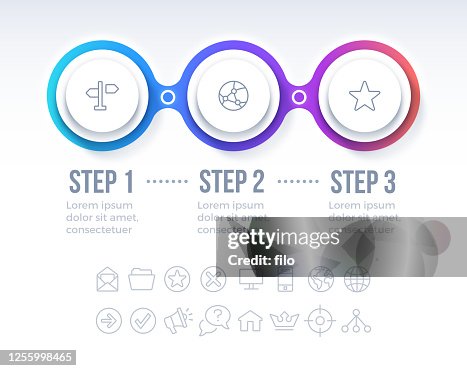 Three Step Circle Progress Infographic Design Three Step Circle Progress Infographic Design