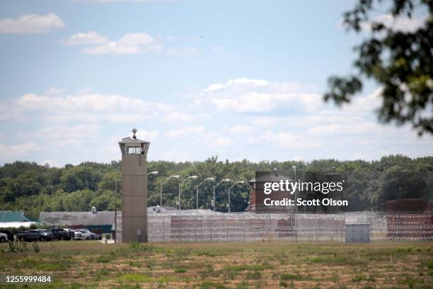 Guard tower sits along a security fence at the Federal Correctional Complex where Daniel Lewis Lee is scheduled to be executed on July 13, 2020 in...