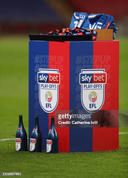 General view of the champagne and winners medals after the Sky Bet League One Play Off Final between Oxford United and Wycombe Wanderers at Wembley...