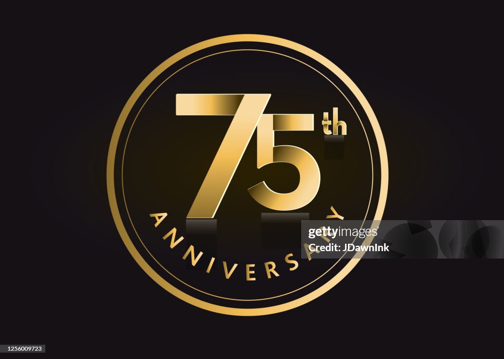 Golden 75th Anniversary celebration label designs