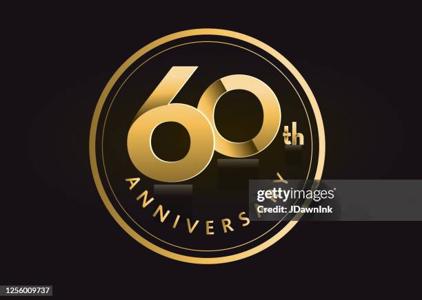 golden 60th anniversary celebration label designs - 60th anniversary stock illustrations