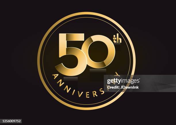 golden 50th anniversary feier label designs - 50th anniversary stock-grafiken, -clipart, -cartoons und -symbole