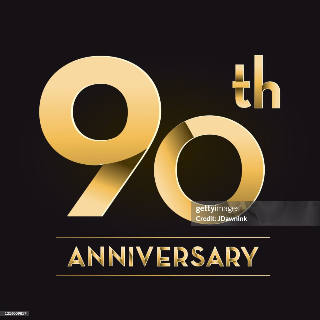 Golden 90th Anniversary celebration label designs