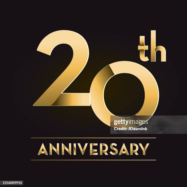 Golden 20th Anniversary Celebration Label Designs High-Res Vector