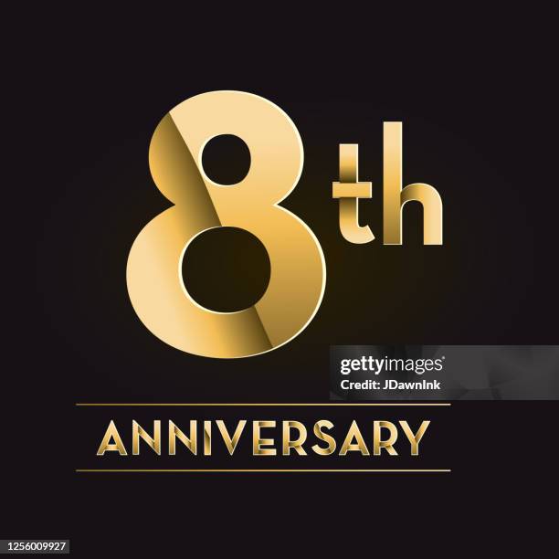 golden 8th anniversary celebration label designs - eighthth stock illustrations