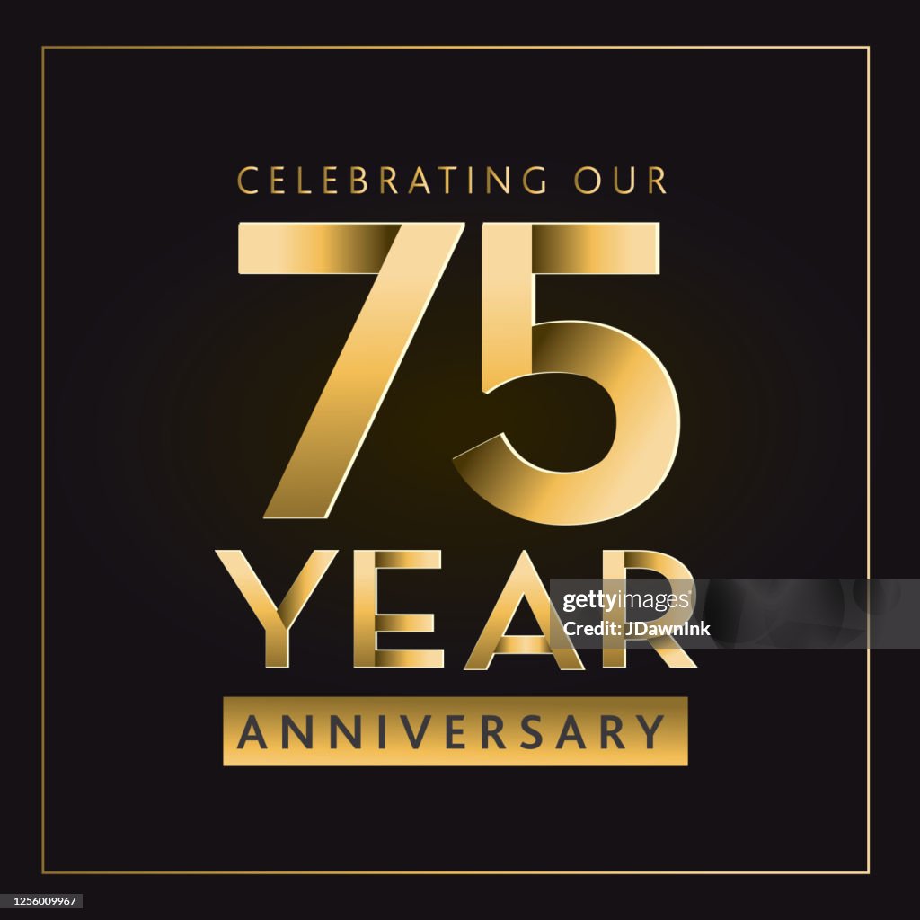 Golden 75th Anniversary celebration label designs