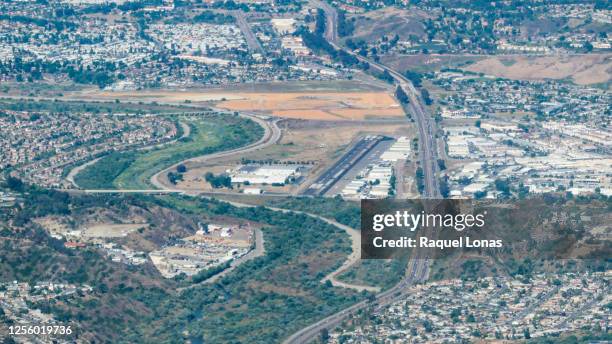 oceanside, california with local airport, from 1500 feet - san diego aerial stock pictures, royalty-free photos & images