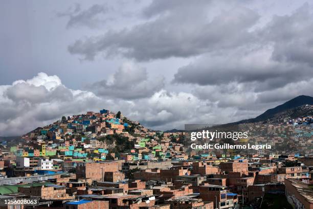 View of Ciudad Bolivar, a popular locallity with high cases of COVID-19 and tight restrictions on July 13, 2020 in Bogota, Colombia. While some areas...