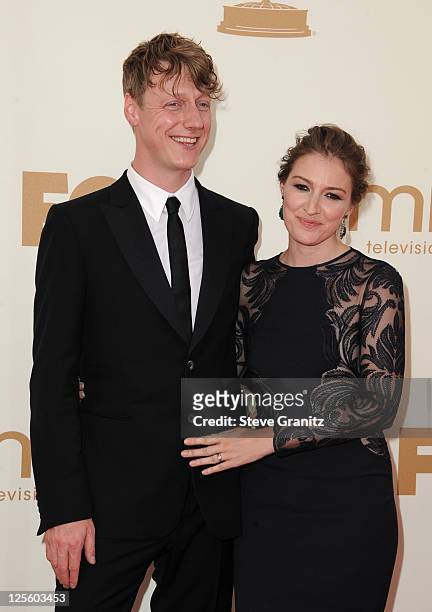 Actress Kelly Macdonald and Dougie Payne arrive to the 63rd Primetime Emmy Awards at the Nokia Theatre L.A. Live on September 18, 2011 in Los...