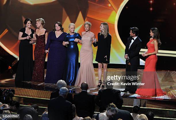 Outstanding Lead Actress in a Comedy Series nominees Tina Fey, Martha Plimpton, Melissa McCarthy, Amy Poehler, Edie Falco, and Laura Linney with...