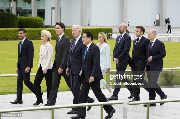 Rishi Sunak, UK prime minister, from left, Ursula von der Leyen, president of the European Commission, Justin Trudeau, Canada's prime minister, US...