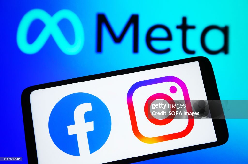In this photo illustration, Facebook and Instagram logos are...
