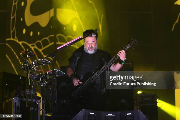 May 12 Mexico City, Mexico: Miguel "Micky" Huidobro member of Mexican band Molotov performs on stage as part of their 'EstallaMolotov' tour at Foro...