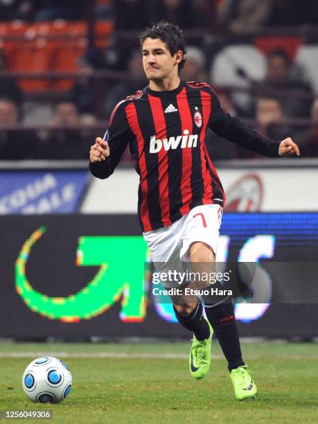 Alexandre Pato of AC Milan in action during the UEFA Cup round of 32 second leg match between AC Milan and Werder Bremen at the Stadio Giuseppe...