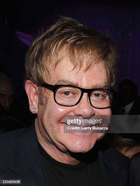 Elton John attends Tony Bennett's 85th Birthday Gala Benefit for Exploring the Arts at The Metropolitan Opera House on September 18, 2011 in New York...