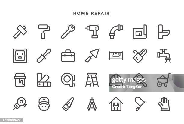 home repair icons - home improvement icons stock illustrations
