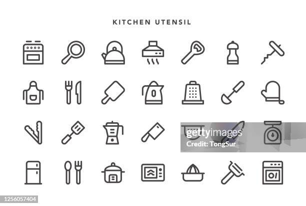 kitchen utensil icons - gas stove burner stock illustrations