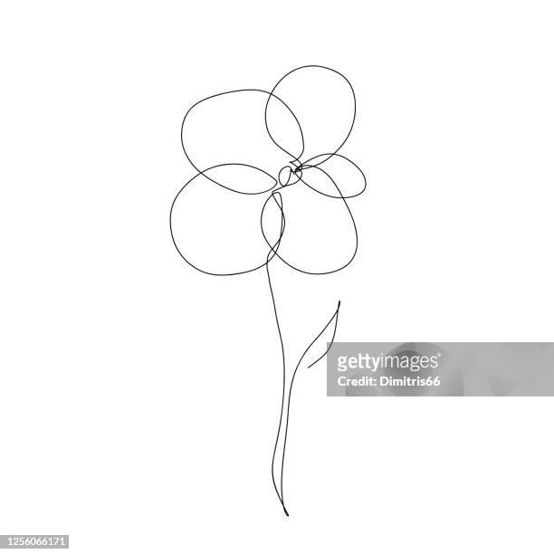 abstract flower in continuous line art drawing style - black and white flower tattoo designs stock illustrations